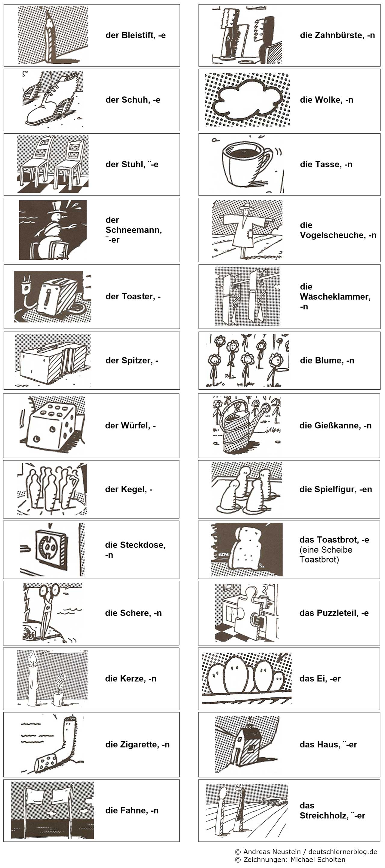 deutsche Cartoons - Wortschatz lernen mit Cartoons - Cartoons michael scholten
