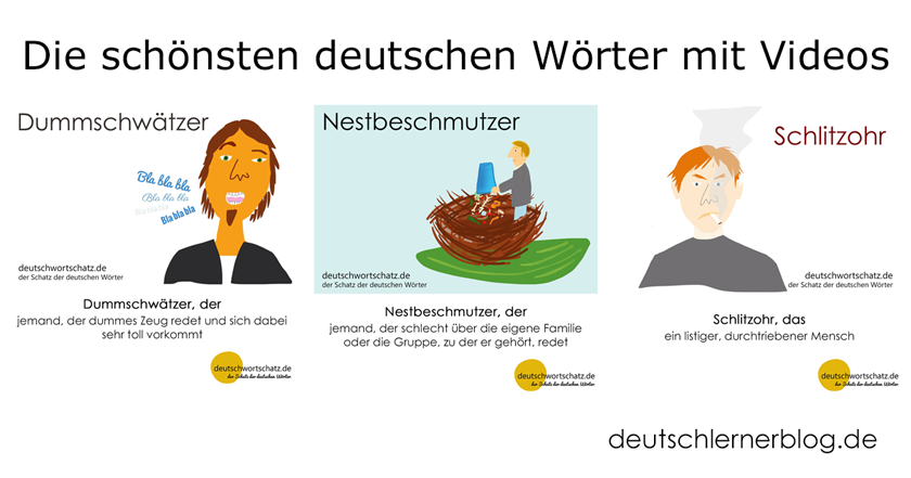 die schönsten deutschen Wörter - Dummschwätzer - Nestbeschmutzer - Schlitzohr - Deutsch Wortschatz - Wortschatz lernen