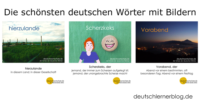 Vorabend, hierzulande, Scherzkeks - deutsche Wörter mit Bildern lernen