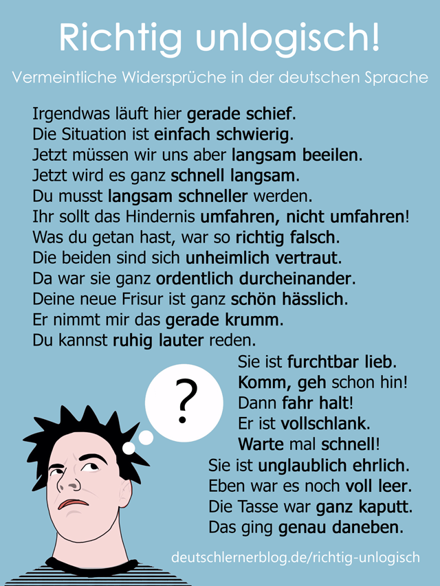 Widersprüche - deutsche Sprache - deutsche Sätze - 