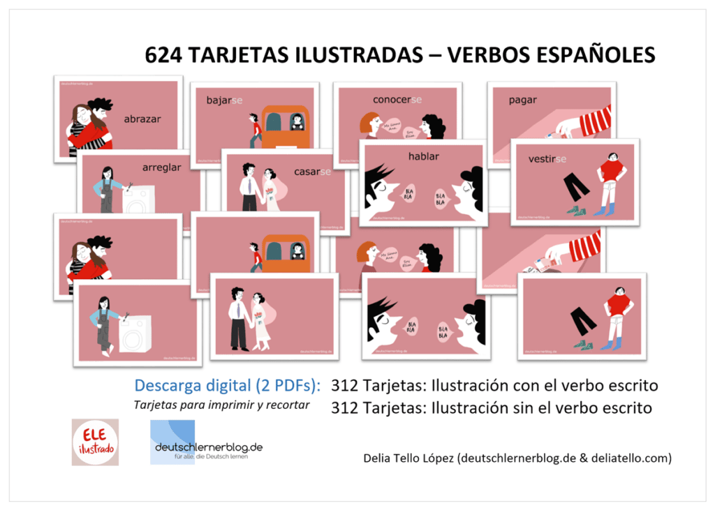 spanische Verben illustriert - verbos españoles ilustrados - Bilderkarten - Spanisch lernen - tarjetas para aprender español - castellano