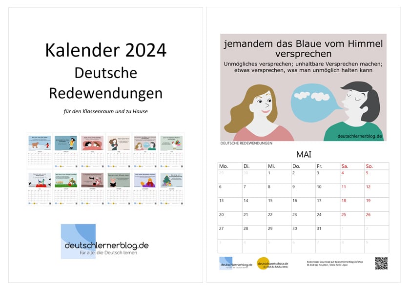 Kalenderblatt Mai 2024 - Kalender 204 zum Deutschlernen - Kalender Redewendungen