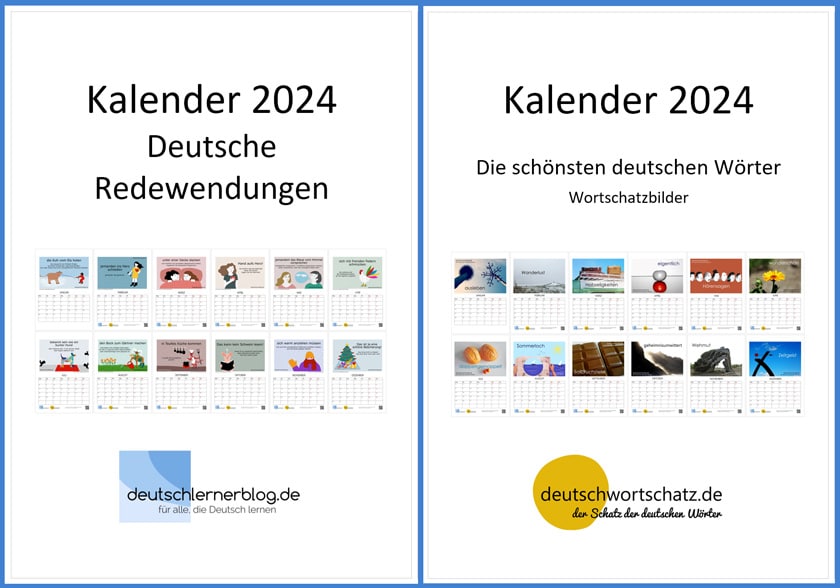 Kalender 2024 zum Deutschlernen - Kalender Redewendungen - Kalender Wortschatz