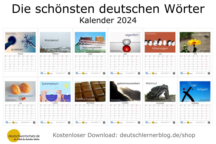 Kalender schöne deutsche Wörter - Kalender 2024 zum Deutschlernen