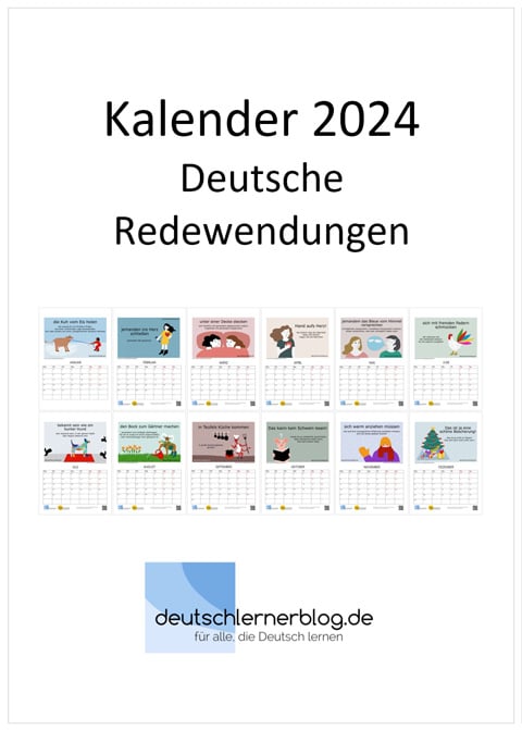 Kalender 2024 zum Deutschlernen - Kalender 2024 deutsche Redewendungen
