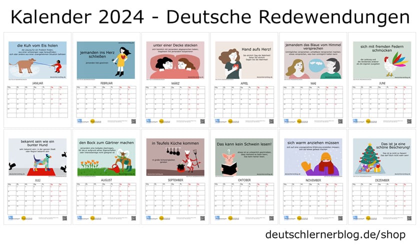 Kalender 2024 deutsche Redewendungen - Kalender 2024 zum Deutschlernen